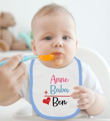 BK Kids Anne Baba Tasarımlı Mavi Bebek Mama Önlüğü-1
