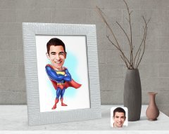 Kişiye Özel Süper Adam Karikatürlü Dekoratif Çerçeve-1