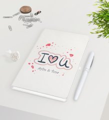 Kişiye Özel Sevgililer Günü Beyaz Defter Kalem Seti-112