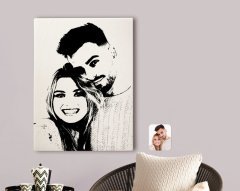 Kişiye Özel Sevgililer Silüet Kanvas Tablo 70x100cm-1B