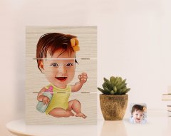 Kişiye Özel Bebek Karikatürlü Otantik Masaüstü Ahşap Palet Çerçeve-1