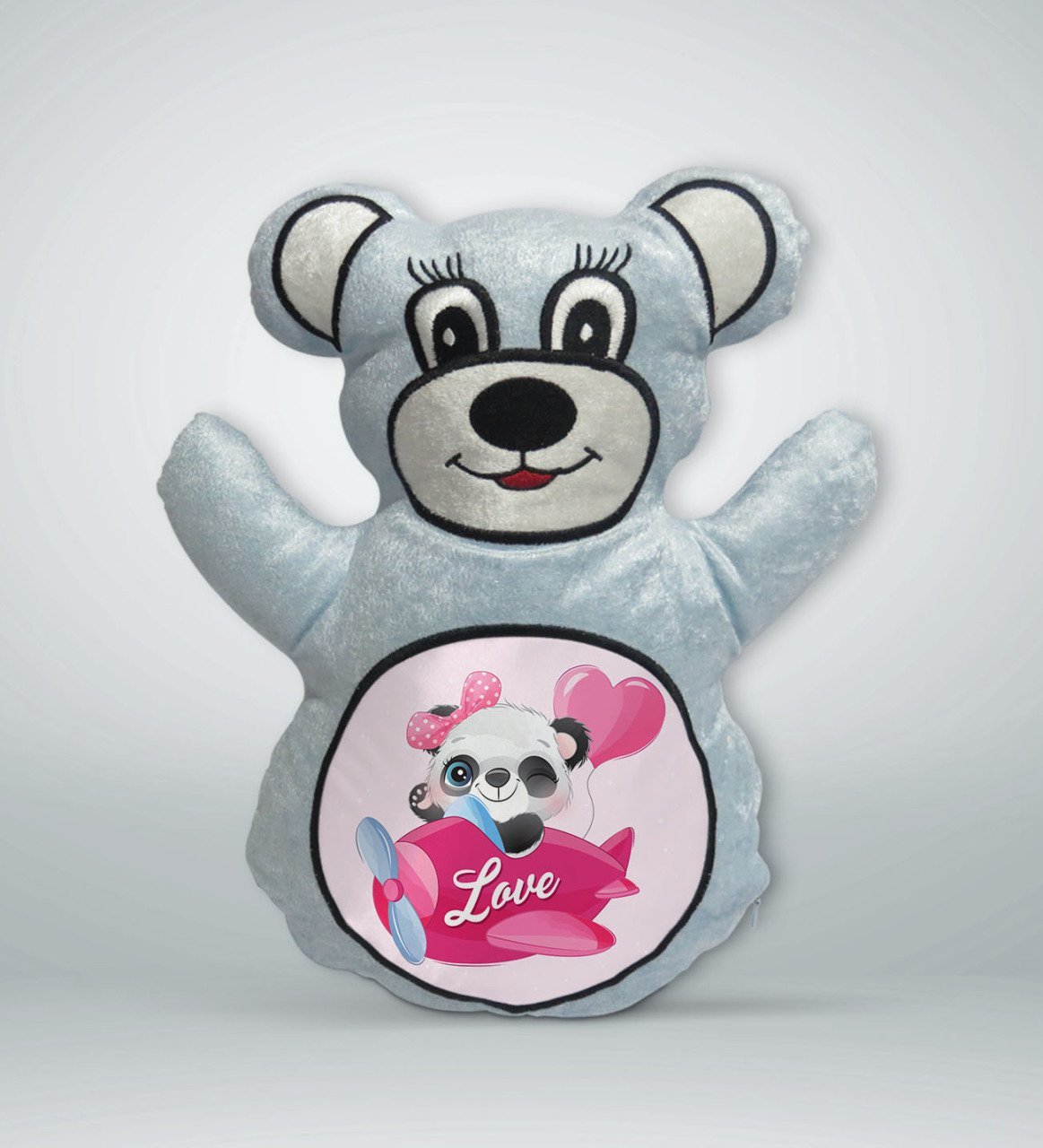 BK Gift Sevimli Sevimli Panda Tasarımlı Mavi Ayıcık Yastık-5