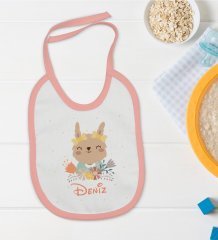 BK Kids Kişiye Özel Pembe Bebek Mama Önlüğü - Model 127