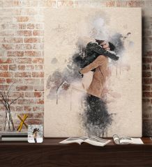 BK Gift Kişiye Özel Suluboya Kanvas Tablo 70x100cm, Suluboya Portresi, Duvar Dekoru, Arkadaşa Hediye, Sevgiliye Hediye, Ev ve Ofis Hediyesi-3