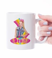 Kişiye Özel İsimli Jojo Siwa Beyaz Kupa Bardak - 1