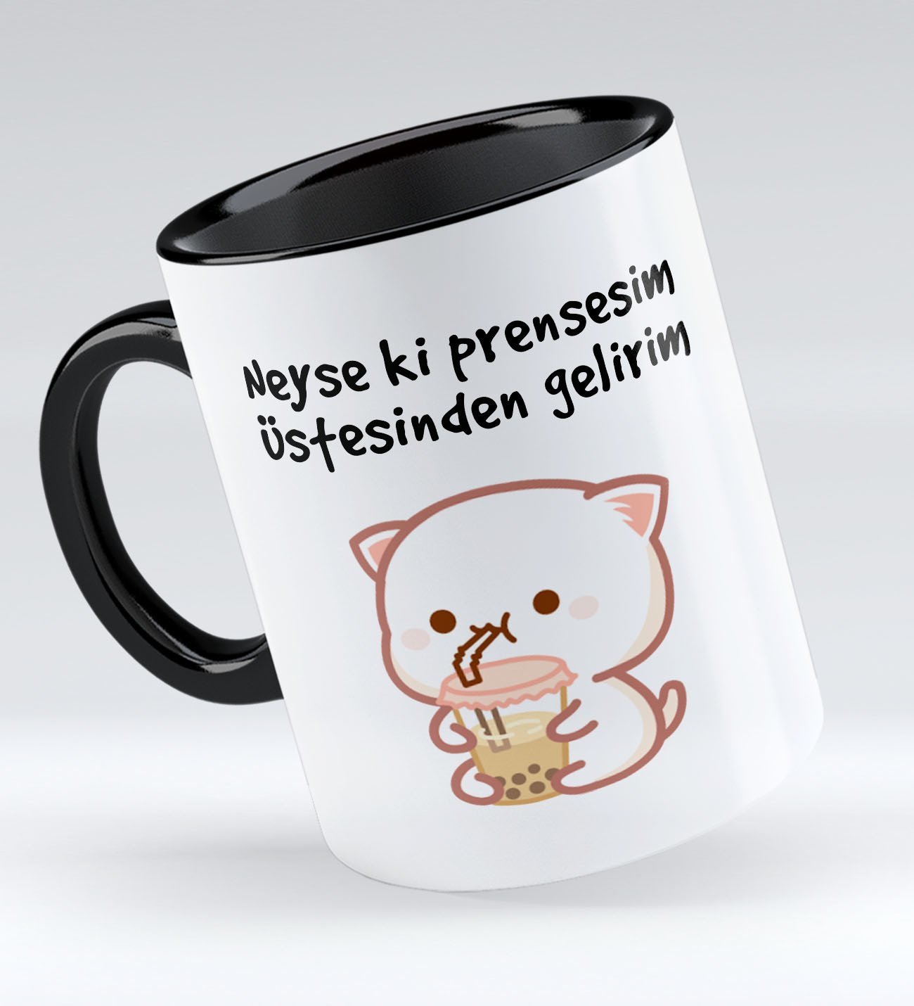 Bk Gift Neyse Ki Prensesim Tasarımlı Siyah Kupa Bardak - Model 1