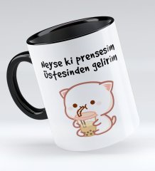 Bk Gift Neyse Ki Prensesim Tasarımlı Siyah Kupa Bardak - Model 1