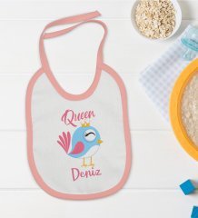 BK Kids Kişiye Özel Pembe Bebek Mama Önlüğü - Model 126