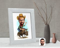 Kişiye Özel Rodeo Karikatürlü Dekoratif Çerçeve-1