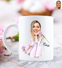 Kişiye Özel Kadın Karikatürlü Beyaz Kupa Bardak-11