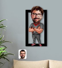 BK Gift Kişiye Özel Erkek Antrenör Karikatürlü 3D Ahşap Tablo-2