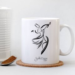 Kişiye Özel Semazen Beyaz Kupa Bardak - 002