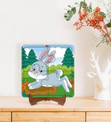 BK Toys Çocuklar İçin 2 si 1 arada Eğitici-Öğretici Ahşap 4 Parça Yapboz Puzzle Çerçeve Model 26