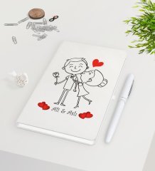 Kişiye Özel Sevgililer Günü Beyaz Defter Kalem Seti-109