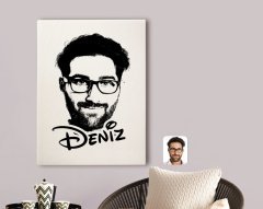 Kişiye Özel İsimli Erkek Silüet Kanvas Tablo 70x100cm-1B