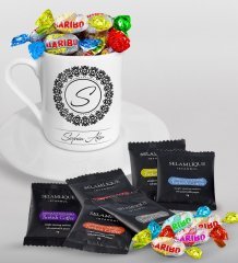 Kişiye Özel İsimli Türk Kahvesi Fincanı Selamlique Karışık Türk Kahvesi ve Haribo Şeker Hediye Seti-2