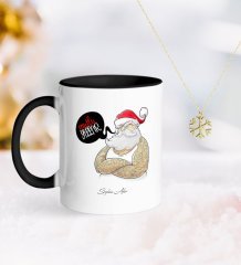 Kişiye Özel Noel Baba Siyah Kupa ve Kar Tanesi Kolye-4