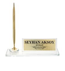 Kişiye Özel Kalemli Kristal Masa İsimliği (Model 538)