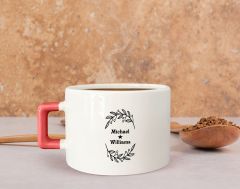 BK Gift Kişiye Özel İsimli Pembe Kulplu Çay & Kahve Fincanı-19, Arkadaşa Hediye, Sevgiliye Hediye