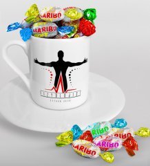 Kişiye Özel Fizyolojist Türk Kahvesi Fincanı ve Haribo Şeker Hediye Seti-2