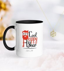 Kişiye Özel Noel Baba Siyah Kupa ve Kar Tanesi Kolye-3