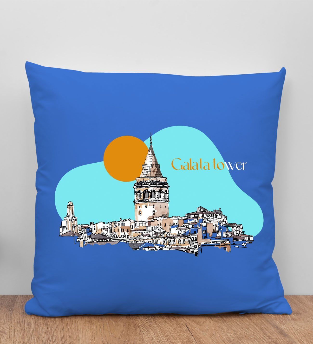 BK Gift İstanbul Tasarımlı Mavi Kırlent Yastık, Arkadaşa Hediye, Ev Dekorasyonu, Ev Hediyesi-7