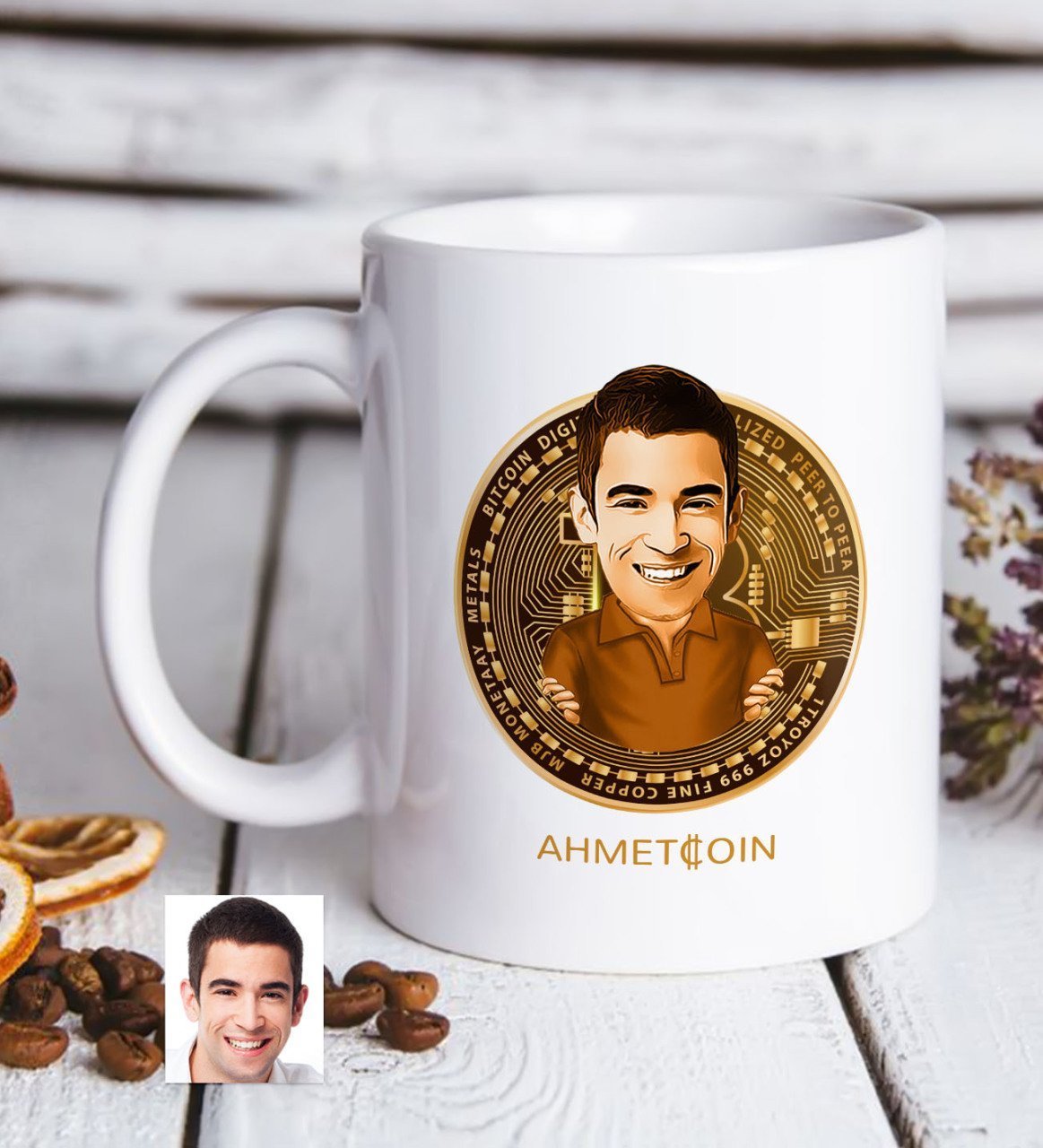 Kişiye Özel Bitcoin Karikatürlü Beyaz Kupa Bardak-1