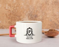 BK Gift Kişiye Özel İsimli Pembe Kulplu Çay & Kahve Fincanı-18, Arkadaşa Hediye, Sevgiliye Hediye