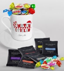 Kişiye Özel Yılbaşı Mutlu Yıllar Türk Kahvesi Fincanı Selamlique Karışık Türk Kahvesi ve Haribo Şeker Hediye Seti-2