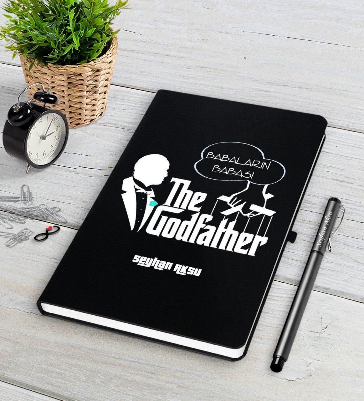 Kişiye Özel Babaların Babası Siyah Defter Kalem Seti-3