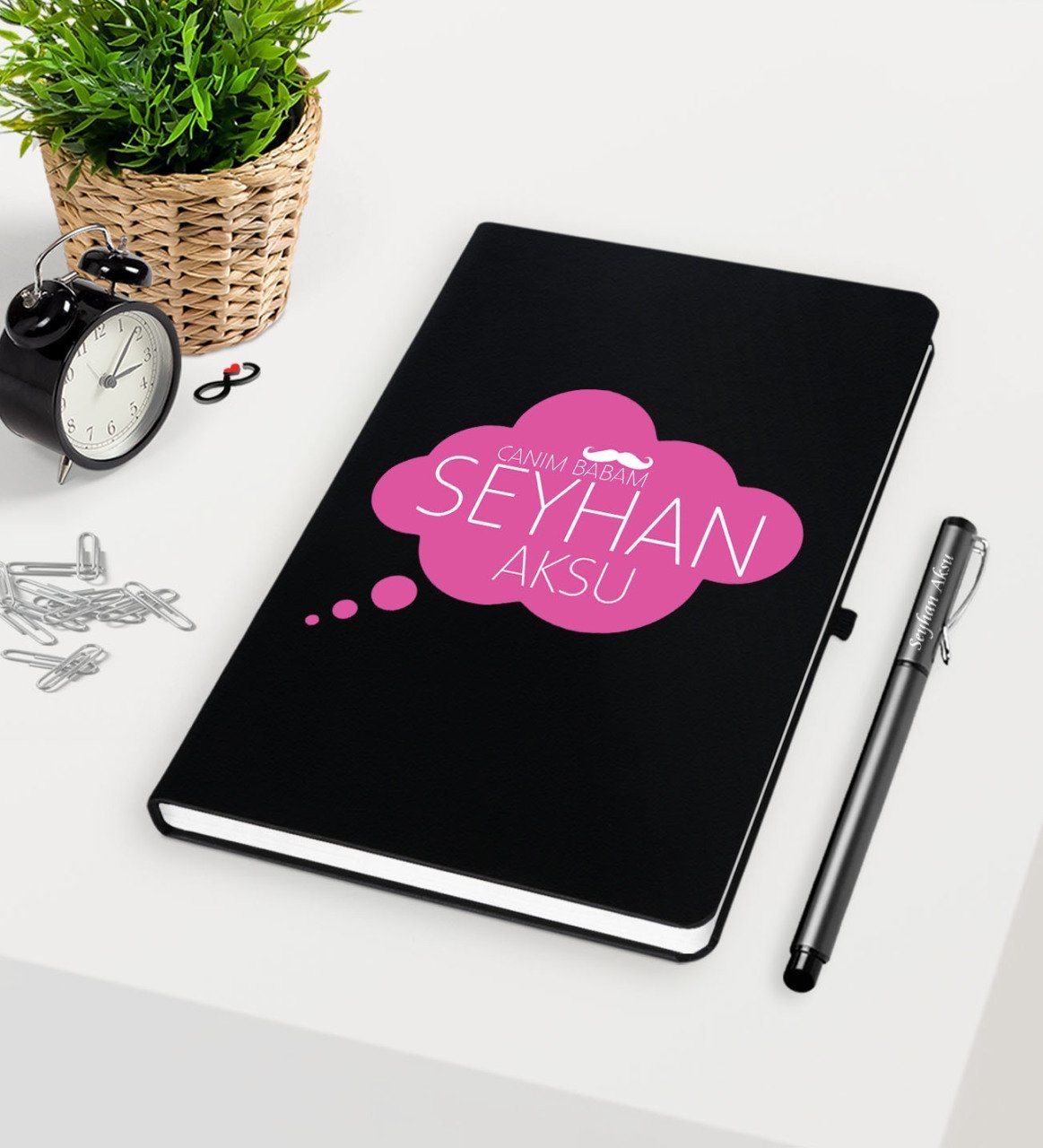 Kişiye Özel Canım Babam Siyah Defter Kalem Seti-2
