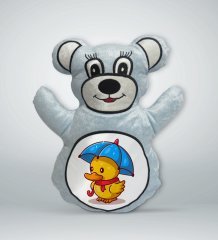 BK Gift Sevimli Sevimli Ördek Tasarımlı Mavi Ayıcık Yastık-1