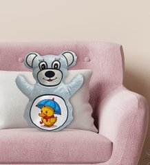 BK Gift Sevimli Sevimli Ördek Tasarımlı Mavi Ayıcık Yastık-1