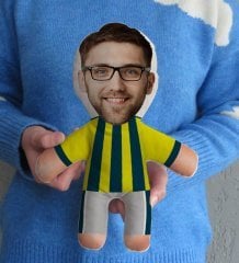 Kişiye Özel Fotoğraflı Sarı Lacivert Futbolcu Bebek Yastık-1