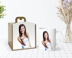 Kişiye Özel Ahşap Kutuda Fotoğraflı Beyaz Kupa Bardak-1
