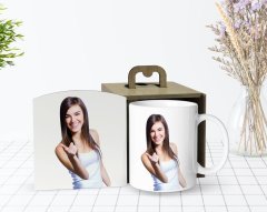 Kişiye Özel Ahşap Kutuda Fotoğraflı Beyaz Kupa Bardak-1