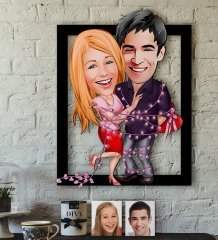 Kişiye Özel Sevgililer Karikatürlü 3D Ahşap Tablo-2