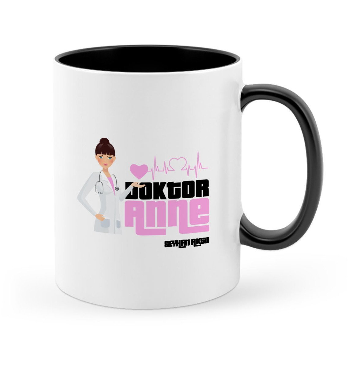 Kişiye Özel Doktor Anne Siyah Kupa Bardak - 1
