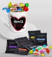 Kişiye Özel İsim Anlamı Türk Kahvesi Fincanı Selamlique Karışık Türk Kahvesi ve Haribo Şeker Hediye Seti-4