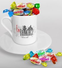 Kişiye Özel En İyi Bankacı Türk Kahvesi Fincanı ve Haribo Şeker Hediye Seti