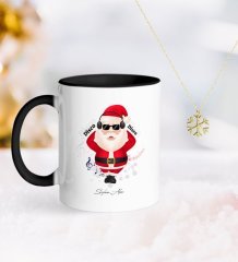 Kişiye Özel Noel Baba Siyah Kupa ve Kar Tanesi Kolye-1