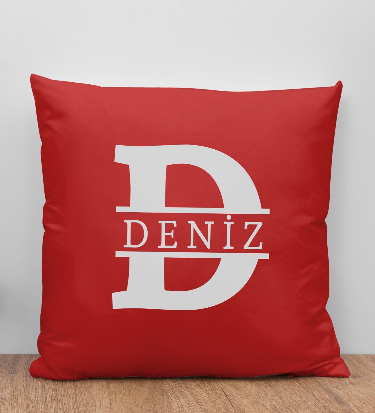 BK Gift Kişiye Özel Harfli Premium Kumaş Kırmızı Kırlent Yastık-1, Arkadaşa Hediye, Ev Hediyesi, Doğum Günü Hediyesi