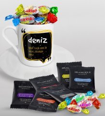 Kişiye Özel İsim Anlamı Türk Kahvesi Fincanı Selamlique Karışık Türk Kahvesi ve Haribo Şeker Hediye Seti-3
