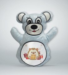 BK Gift Sevimli Sevimli Kirpi Tasarımlı Mavi Ayıcık Yastık-5