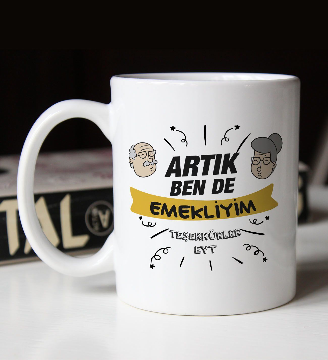 BK Gift Emekli Tasarımlı Beyaz Kupa Bardak-3, Erken Emekli, Yeni Emekli, EYT Hediyesi