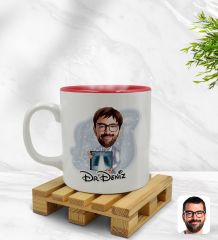 Kişiye Özel Erkek Radyolojist Karikatürlü İçi Kırmızı Renkli Kupa Bardak Model 1