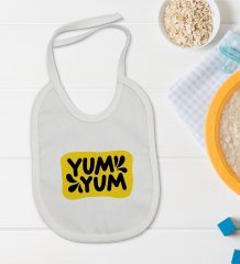 BK Kids Yum Yum Tasarımlı Bebek Body Zıbın ve Mama Önlüğü Hediye Seti - Model 1