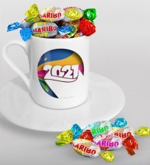 BK Gift Kişiye Özel 2023 Mutlu Yıllar Türk Kahvesi Fincanı ve Haribo Şeker Hediye Seti-10
