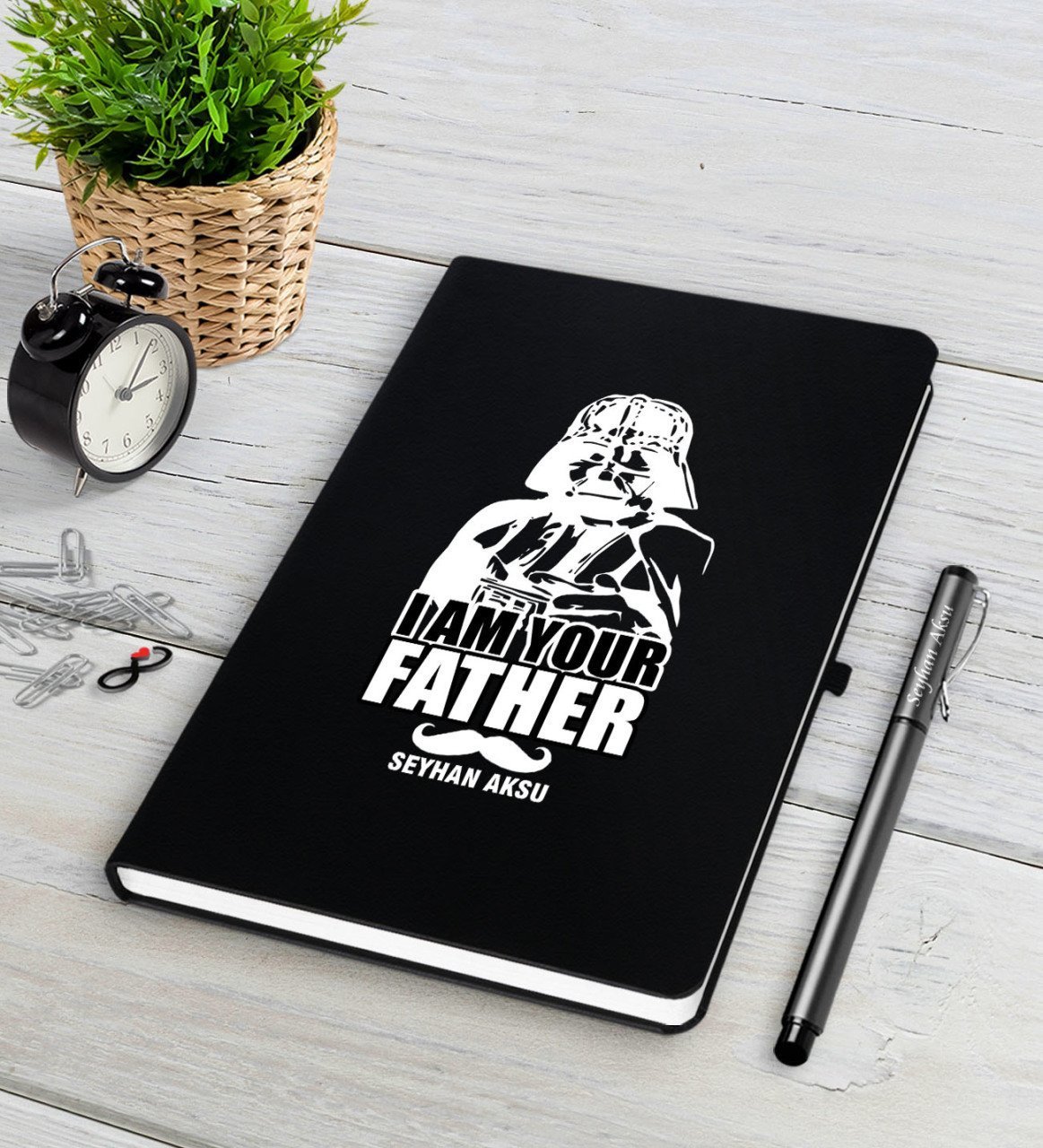 Kişiye Özel Baba Siyah Defter Kalem Seti-2