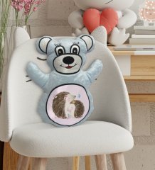 BK Gift Sevimli Sevimli Kirpi Tasarımlı Mavi Ayıcık Yastık-4